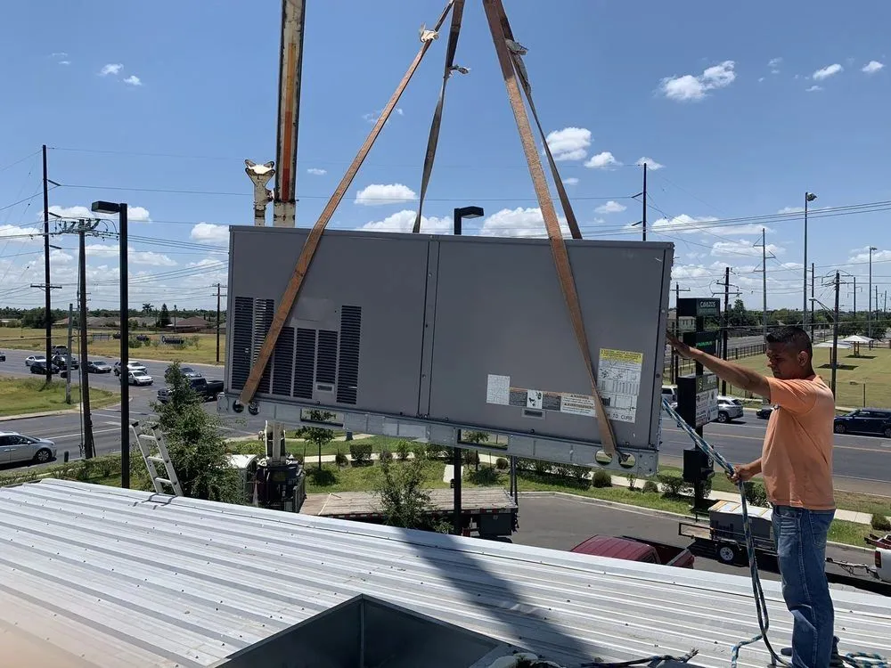 Commercial rooftop AC unit serviced by Cool Aid Air Conditioning in Pharr, TX