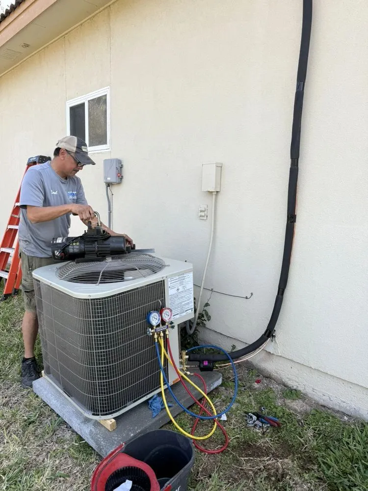 New outdoor AC condenser unit installed in Mission, TX